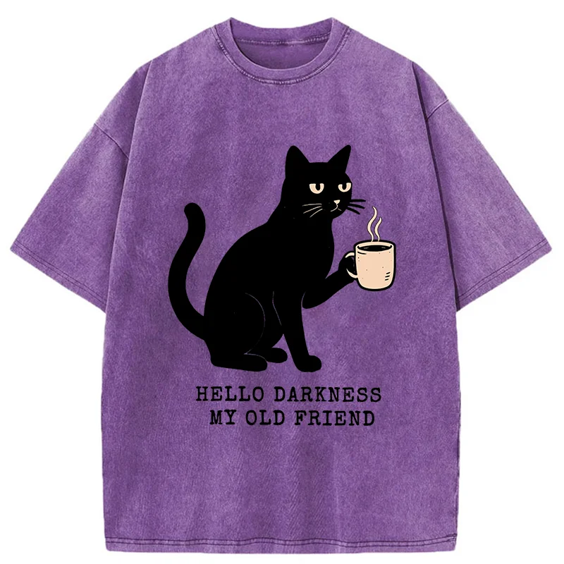 Tokyo-Tiger Hello Black Cat Washed T-Shirt