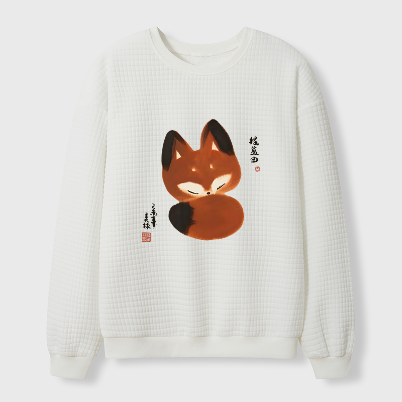Tokyo-Tiger Cute Fox Waffle Sweatshirt