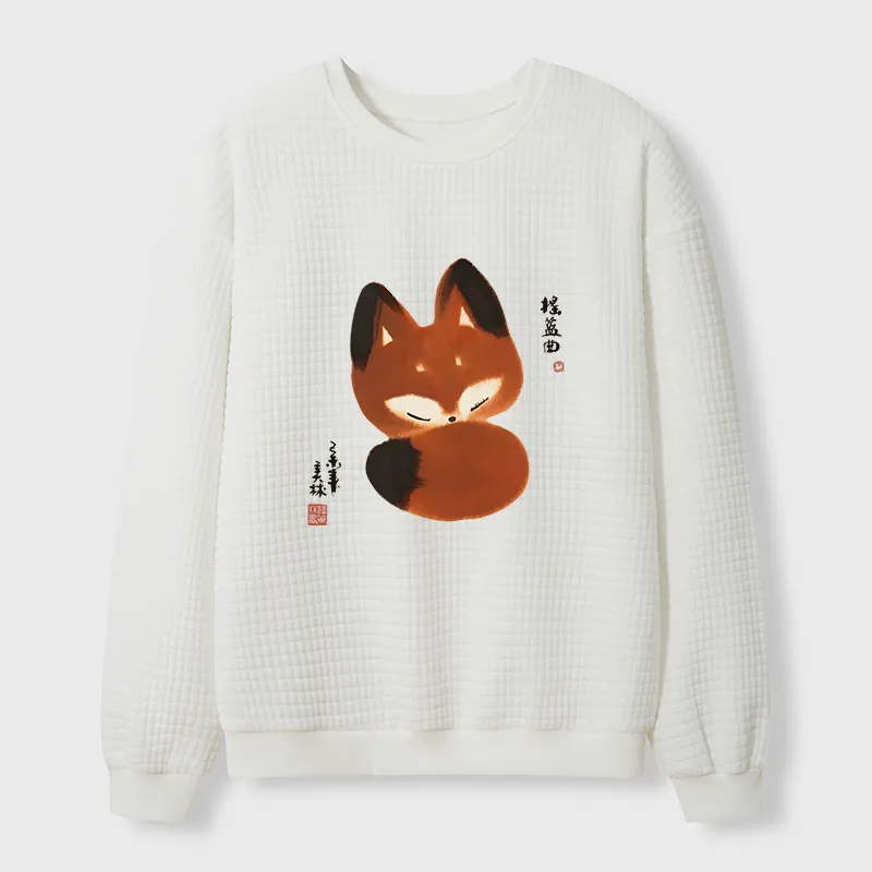 Tokyo-Tiger Cute Fox Waffle Sweatshirt