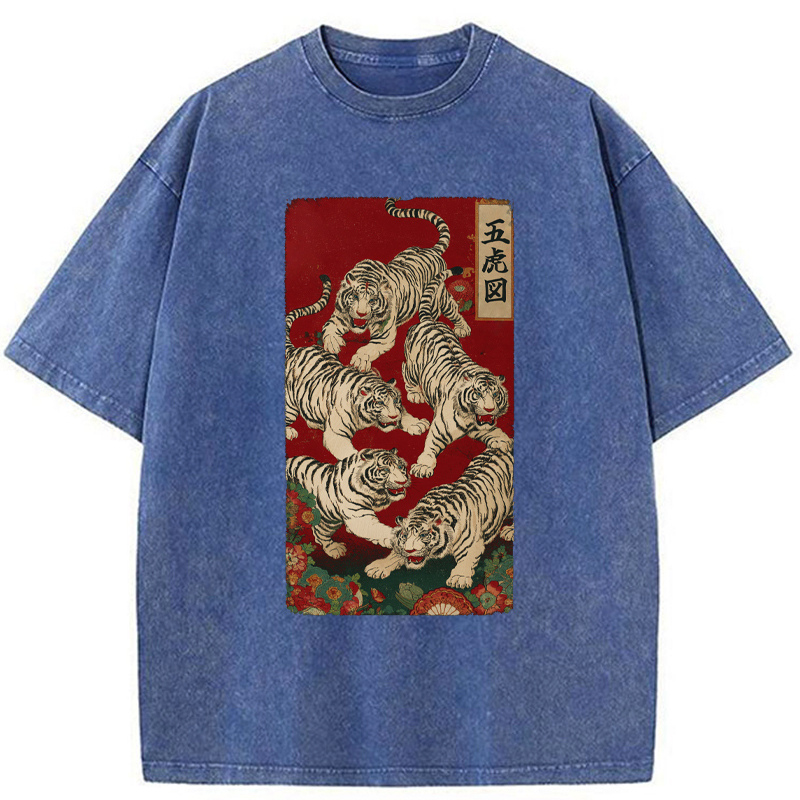 Tokyo-Tiger The Five Fierce Tigers Washed T-Shirt