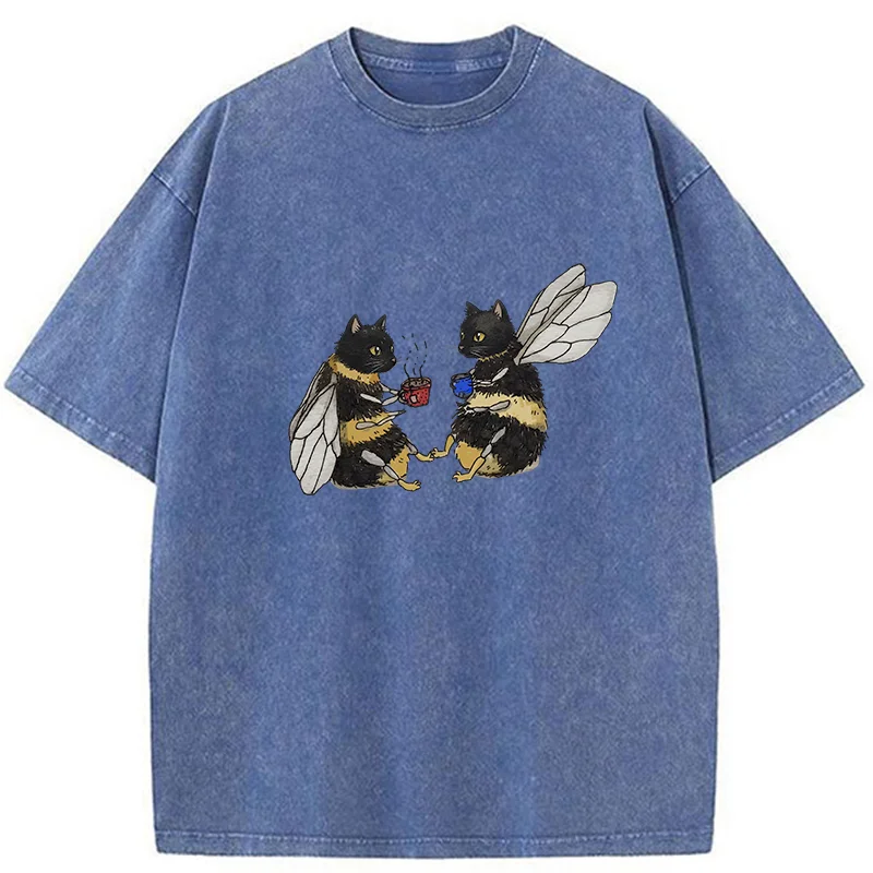 Tokyo-Tiger CatBees' Tea Party Washed T-Shirt