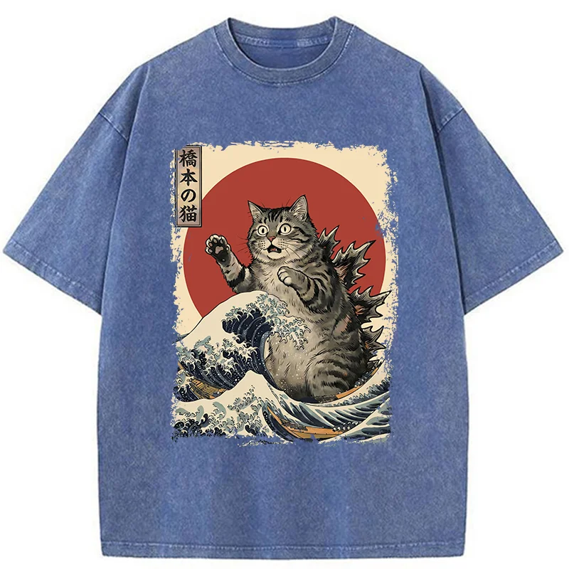 Tokyo-Tiger Catzilla Is Causing Destruction Washed T-Shirt