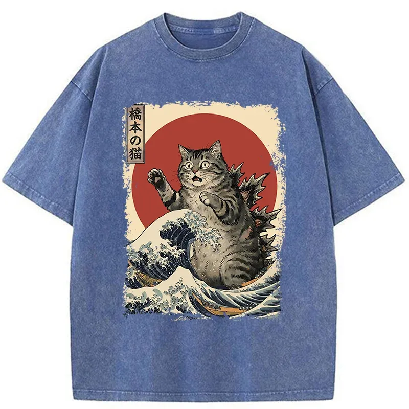 Tokyo-Tiger Catzilla Is Causing Destruction Washed T-Shirt