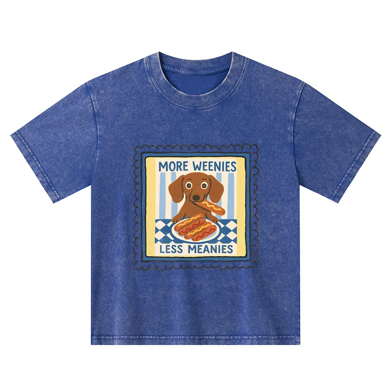 Tokyo-Tiger More Weenies Less Meanies Kids Washed T-Shirt