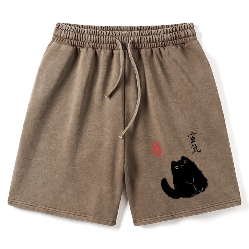 Tokyo-Tiger Black Civet Cat Washed Shorts