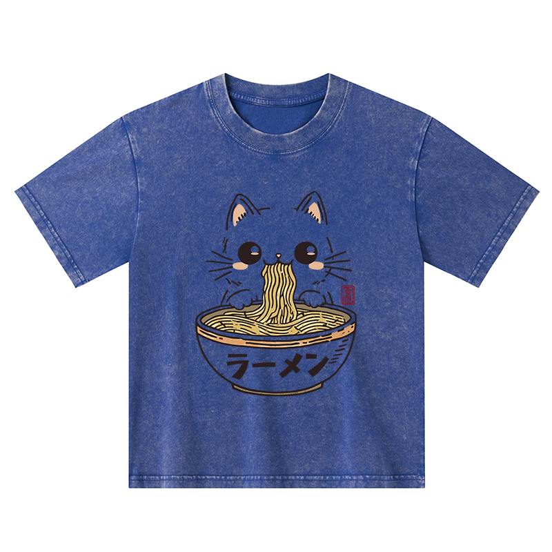 Tokyo-Tiger Purramen Time Kids Washed T-Shirt