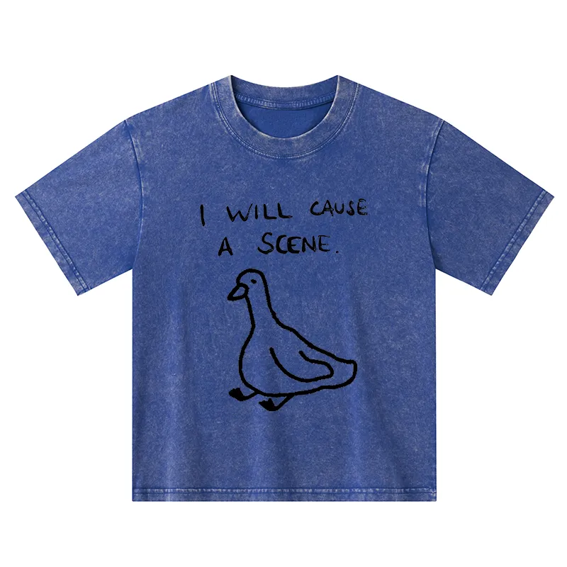 Tokyo-Tiger Stupid Goose Funny Japan Retro Kids Washed T-Shirt