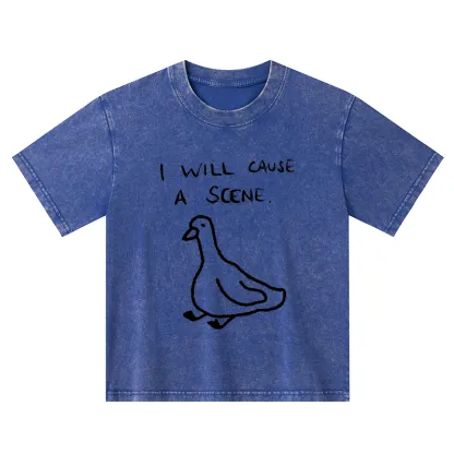 Tokyo-Tiger Stupid Goose Funny Japan Retro Kids Washed T-Shirt