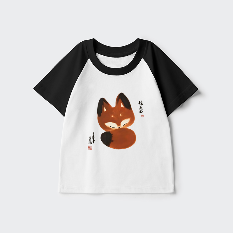 Tokyo-Tiger Cute Fox Kids Raglan T-shirt