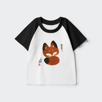 Tokyo-Tiger Cute Fox Kids Raglan T-shirt
