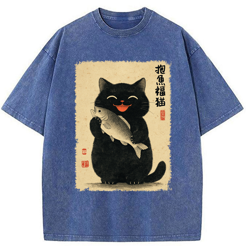 Tokyo-Tiger A Lucky Cat’s Catch Washed T-Shirt