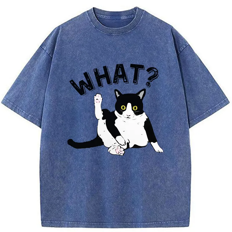 Tokyo-Tiger Cat's Question Washed T-Shirt