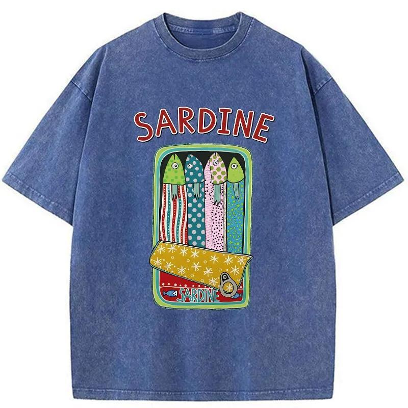Tokyo-Tiger Colorful Sardines Washed T-Shirt