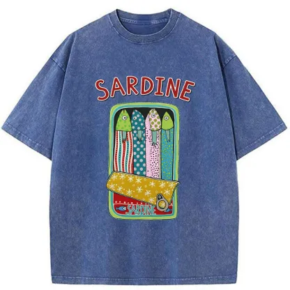 Tokyo-Tiger Colorful Sardines Washed T-Shirt