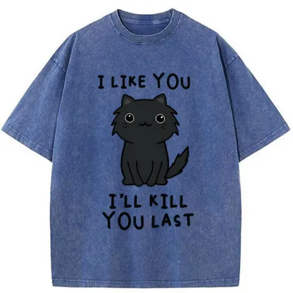 Tokyo-Tiger Black Cat Preparing For Assassination Washed T-Shirt