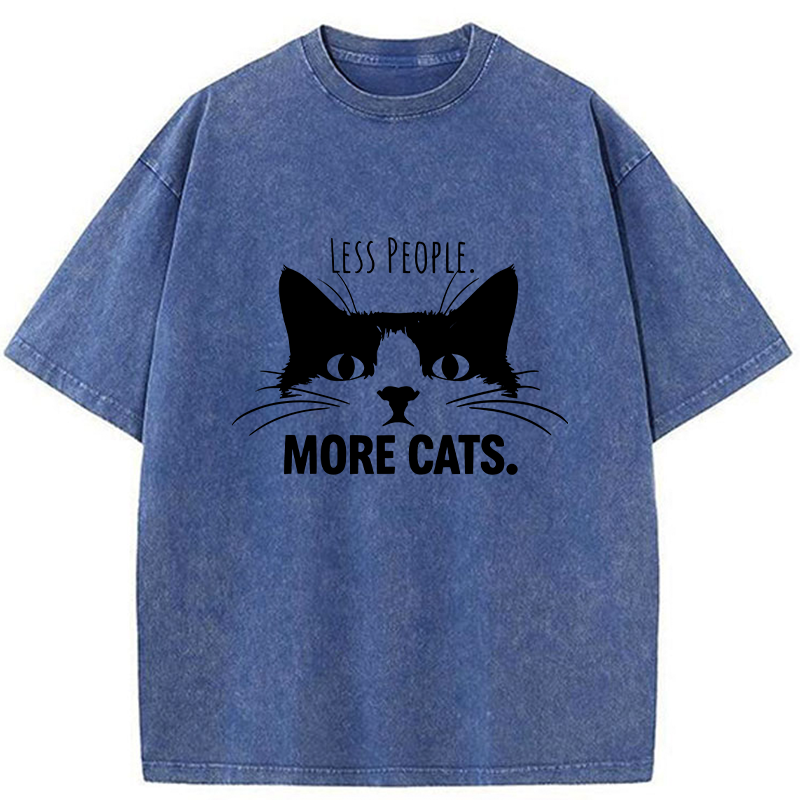 Tokyo-Tiger Less People More Cats Funny Washed T-Shirt