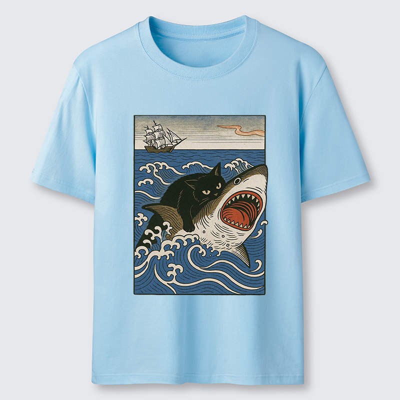 Tokyo-Tiger Cat Hunting Shark Classic T-Shirt