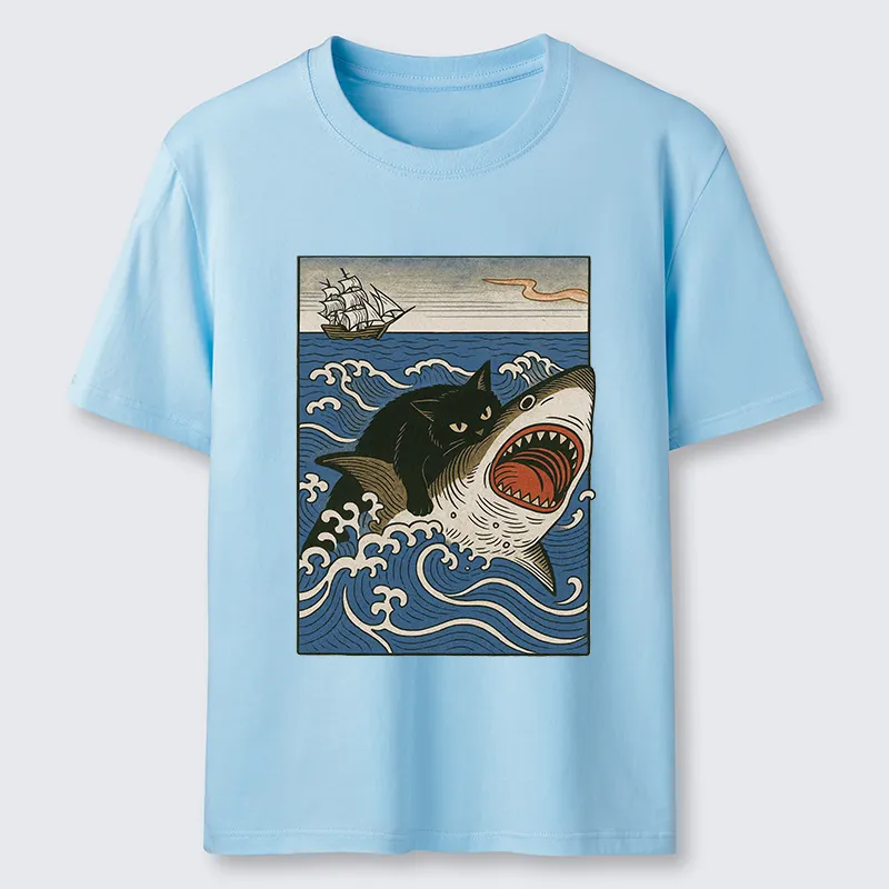 Tokyo-Tiger Cat Hunting Shark Classic T-Shirt
