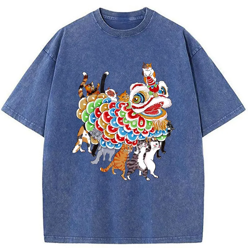 Tokyo-Tiger Cats Perform A Lion Dance To Celebrate The New Year Washed T-Shirt
