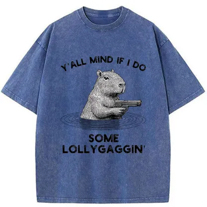 Tokyo-Tiger Capybara That Wants To Be Lazy Washed T-Shirt