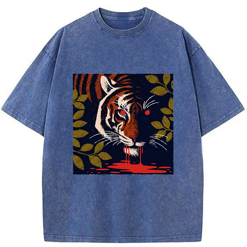 Tokyo-Tiger Tiger Lurking In The Darkness Washed T-Shirt