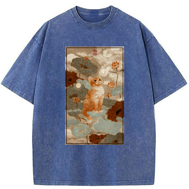 Tokyo-Tiger Lotus Pond Serenity Washed T-Shirt
