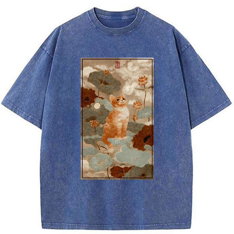 Tokyo-Tiger Lotus Pond Serenity Washed T-Shirt