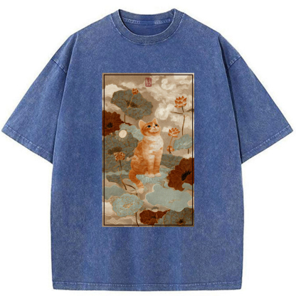 Tokyo-Tiger Lotus Pond Serenity Washed T-Shirt