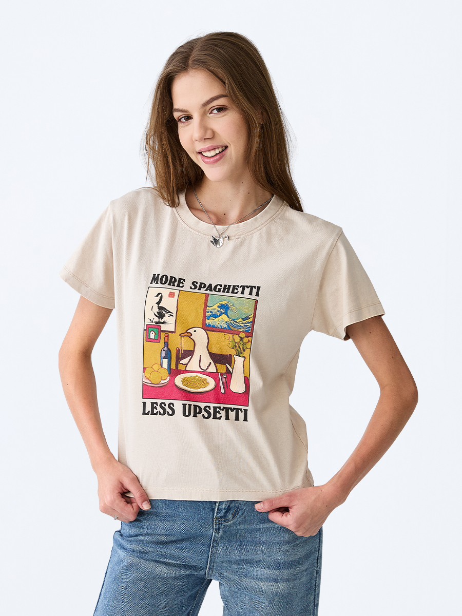 Tokyo-Tiger More Spaghetti Less Upsetti Goose Women's Washed T-shirt