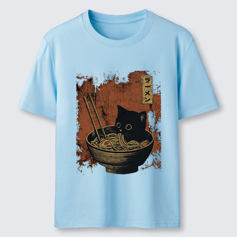 Tokyo-Tiger Retro Cat Eating Japan Ramen Classic T-Shirt
