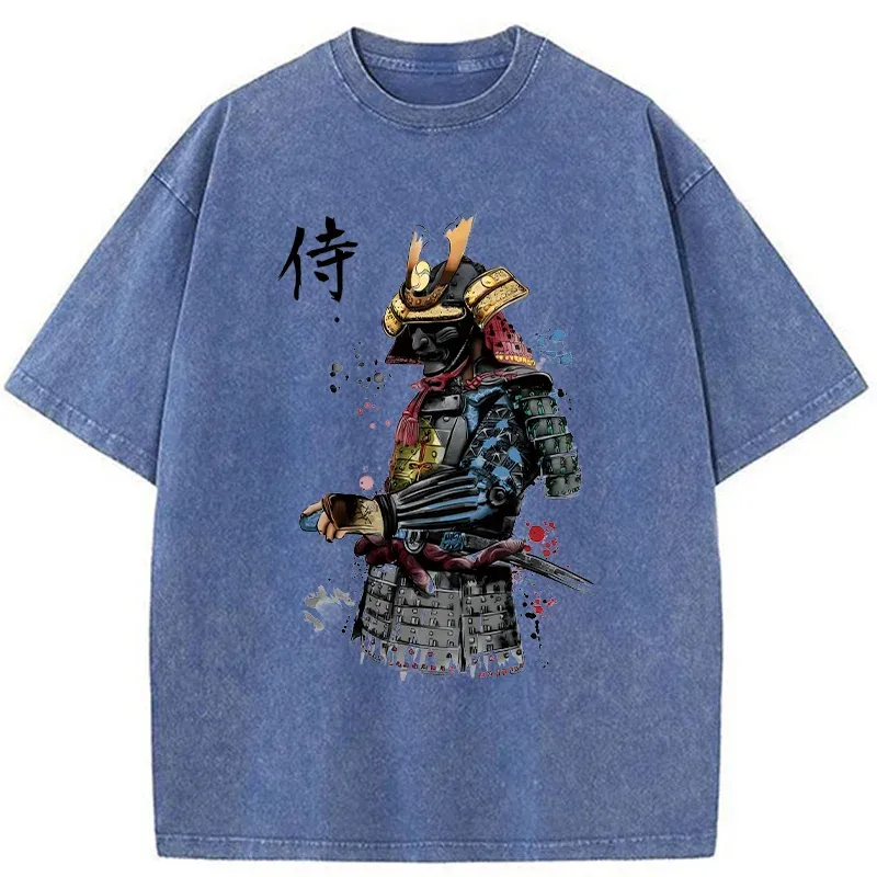 Tokyo-Tiger Retro Japanese Samurai Washed T-Shirt