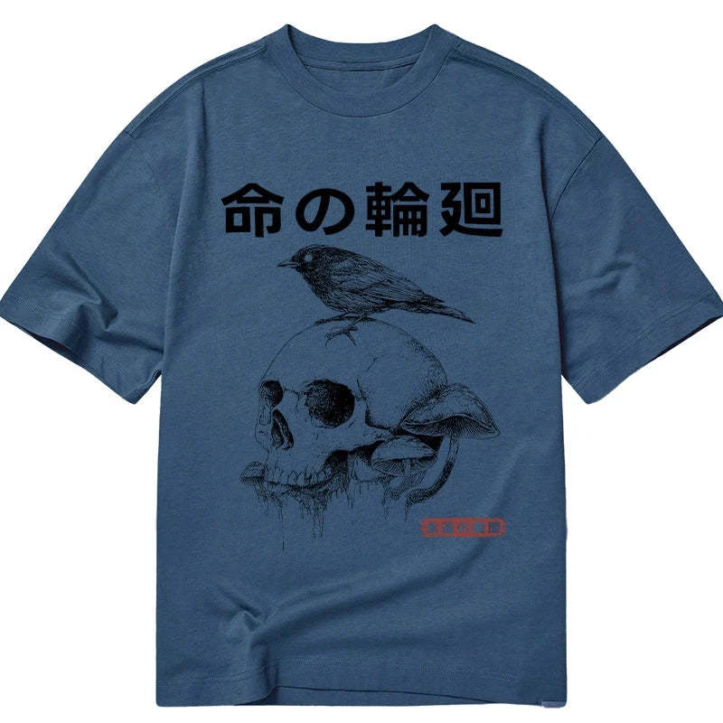 Tokyo-Tiger Mushroom Skull Manga Horror Print Classic T-Shirt
