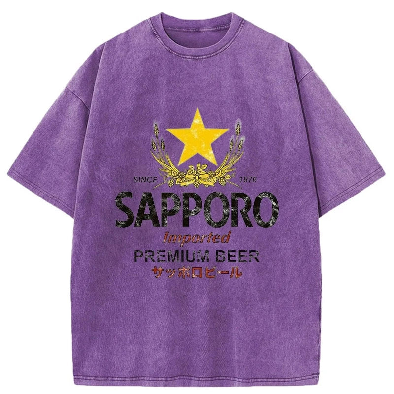 Tokyo-Tiger Sapporo Beer Star Japanese Washed T-Shirt Sale Tokyo-Tiger Sapporo Beer Star Japanese Washed T-Shirt Sale