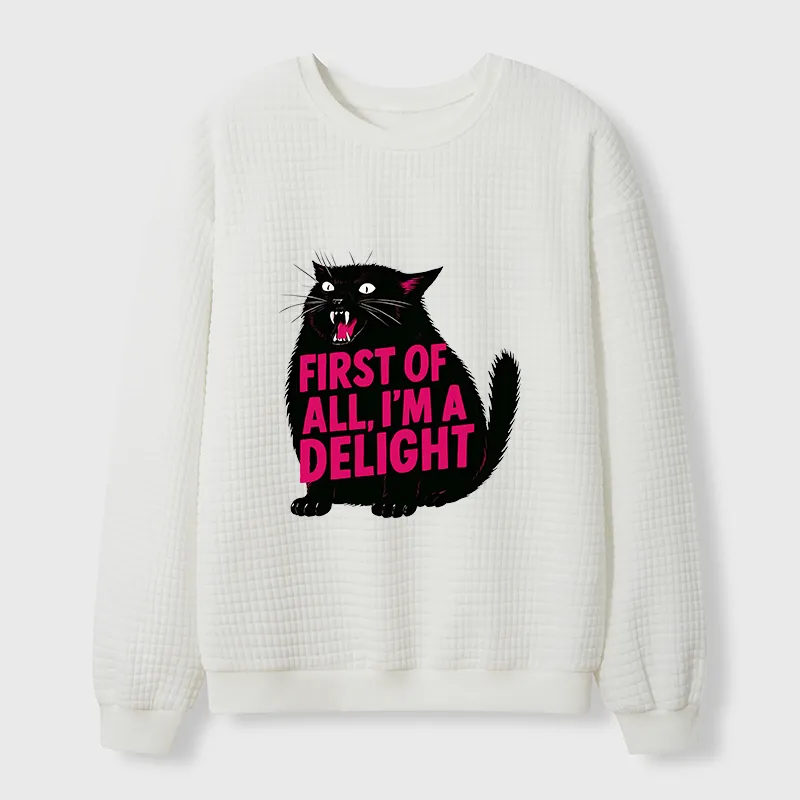Tokyo-Tiger Roaring Black Cat Waffle Sweatshirt