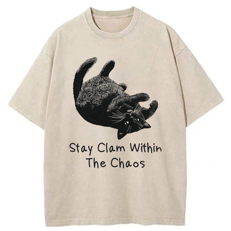 Tokyo-Tiger Stay Clam Within The Chaos Washed T-Shirt