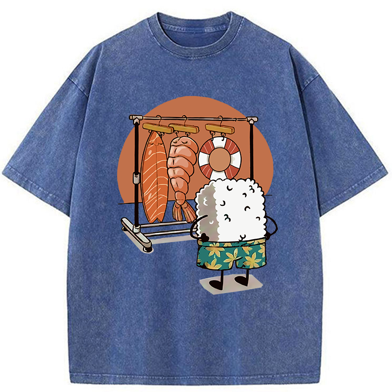Tokyo-Tiger Sushi Is Getting Ready To Go Swimming Washed T-Shirt