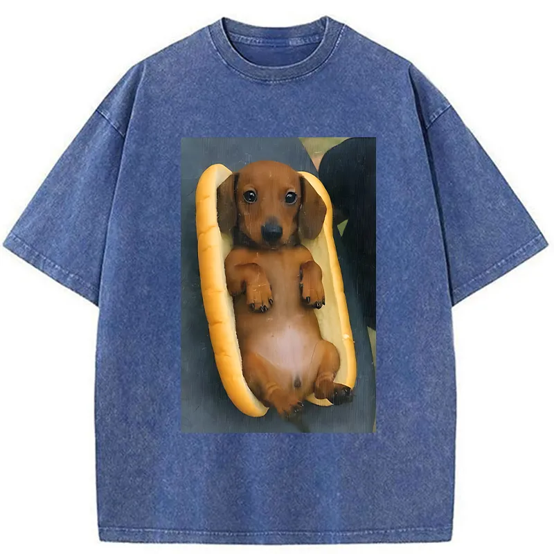 Tokyo-Tiger Dachshund Funny Washed T-Shirt