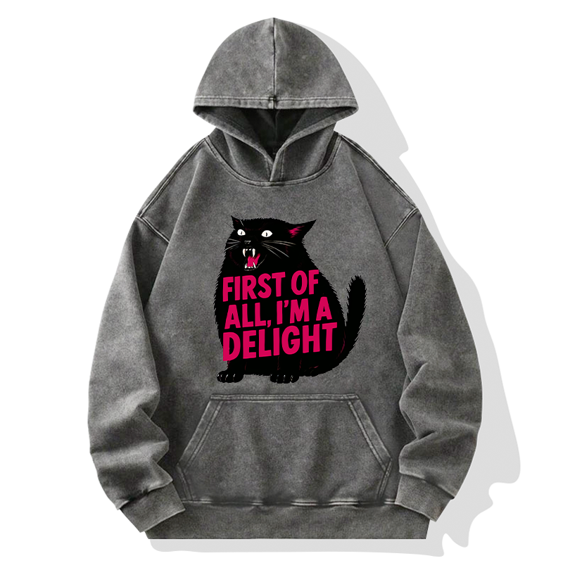Tokyo-Tiger Roaring Black Cat Washed Hoodie