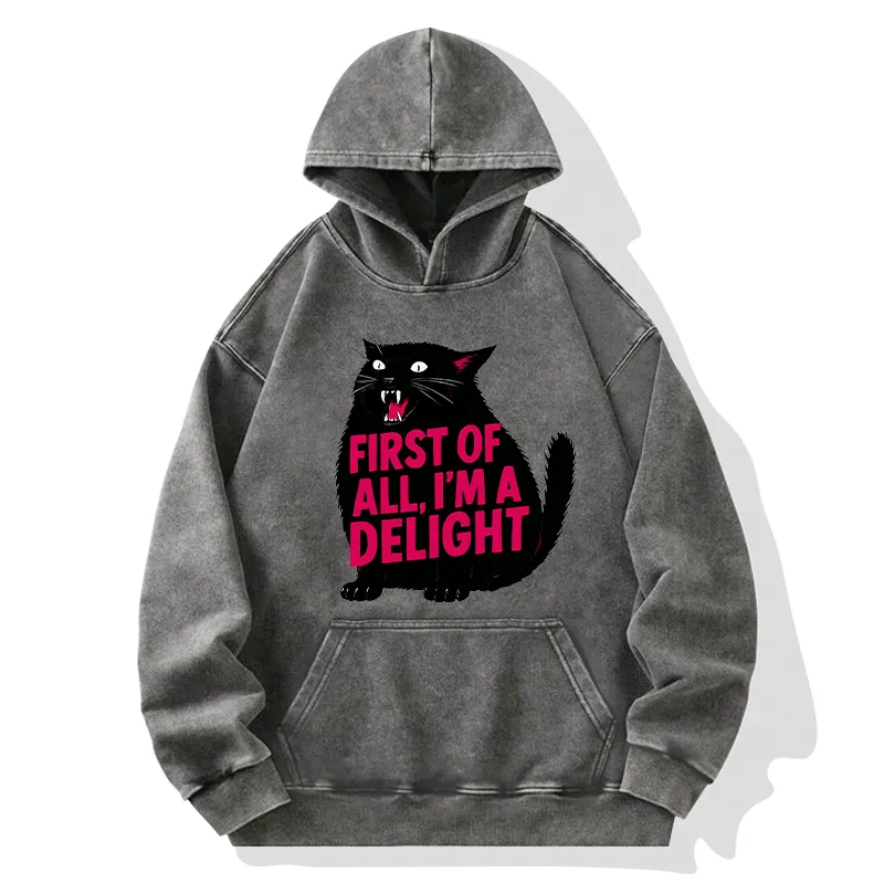 Tokyo-Tiger Roaring Black Cat Washed Hoodie