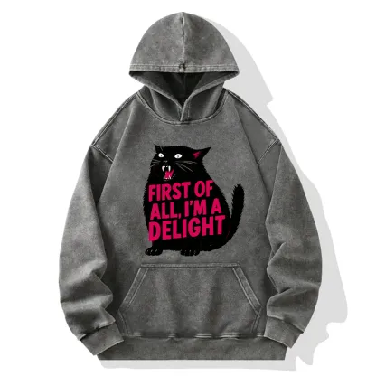Tokyo-Tiger Roaring Black Cat Washed Hoodie