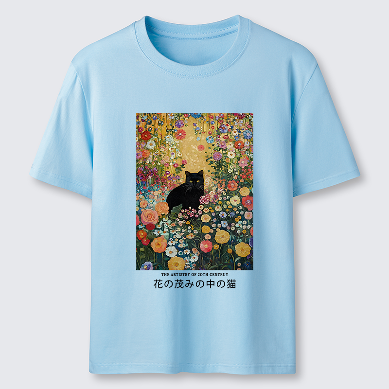 Tokyo-Tiger Black Cat In The Flower Bushes Classic T-Shirt