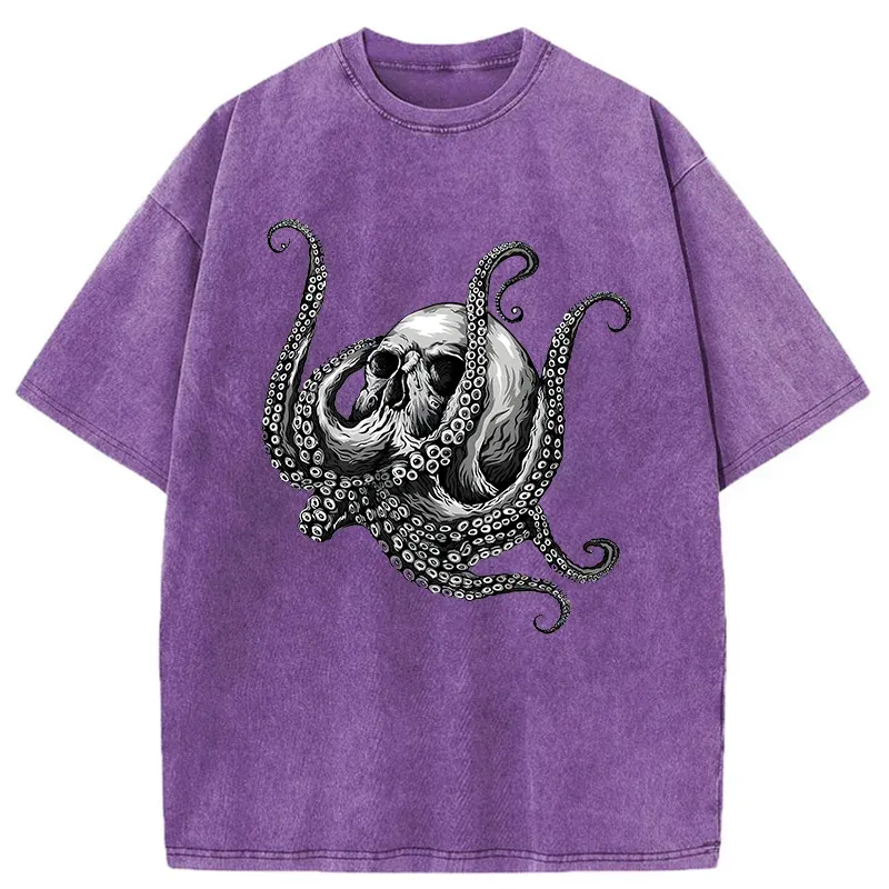 Tokyo-Tiger Skeleton Octopus Washed T-Shirt