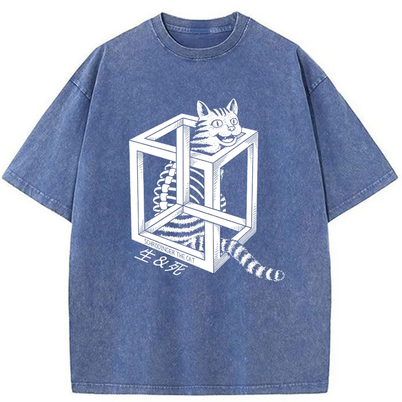 Tokyo-Tiger Schrodinger's Miserable Cat Washed T-Shirt