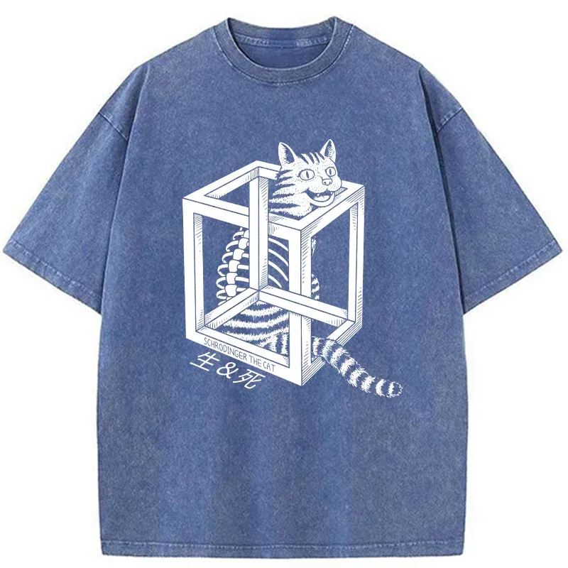 Tokyo-Tiger Schrodinger's Miserable Cat Washed T-Shirt