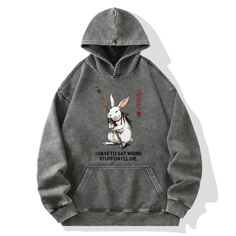 Tokyo-Tiger Rabbit Gotta Say Weird Stuff Or Die Washed Hoodie