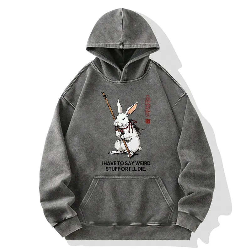 Tokyo-Tiger Rabbit Gotta Say Weird Stuff Or Die Washed Hoodie