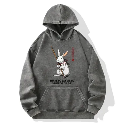 Tokyo-Tiger Rabbit Gotta Say Weird Stuff Or Die Washed Hoodie