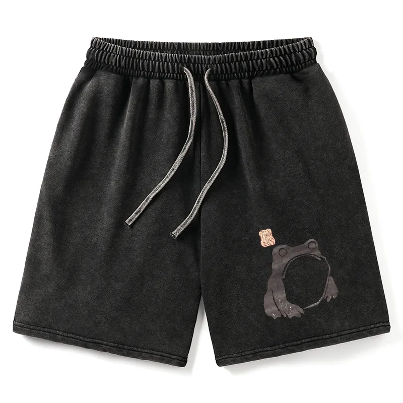 Tokyo-Tiger Matsumoto Hoji Woodblock Print Frog Washed Shorts
