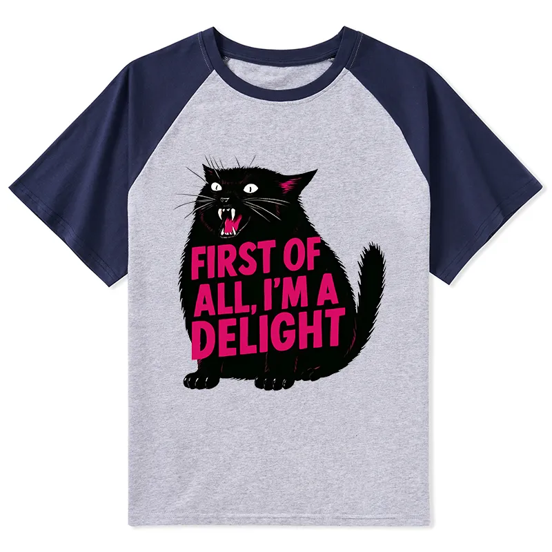 Tokyo-Tiger Roaring Black Cat Washed T-Shirt Raglan T-shirt