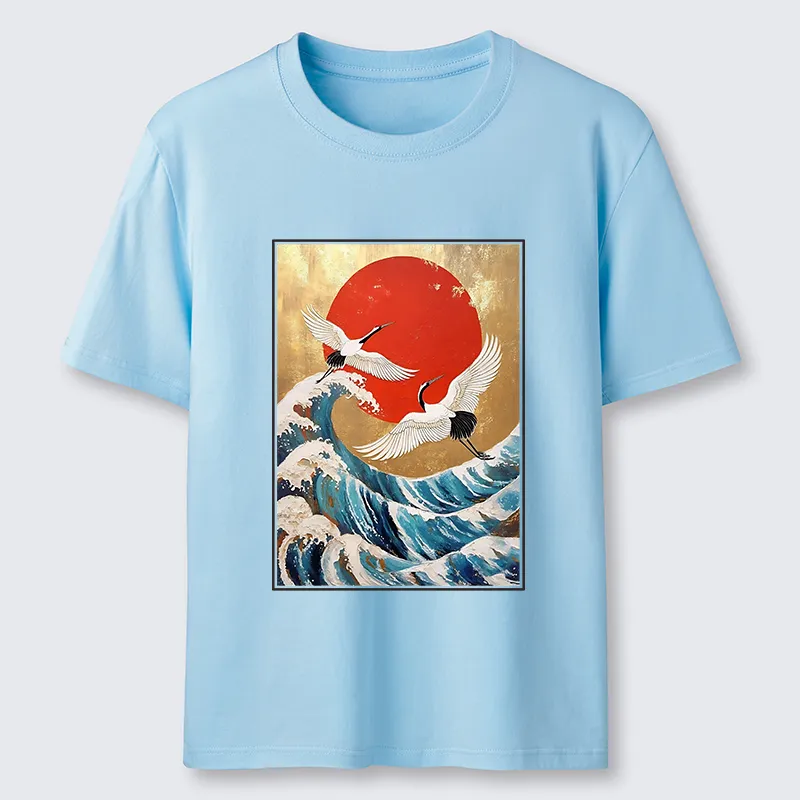 Tokyo-Tiger Cranes And Waves Ukiyo-e Classic T-Shirt